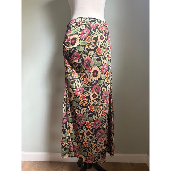 Melloday fall floral midi skirt boho cottage core whimsi small brown red green - Picture 1 of 5